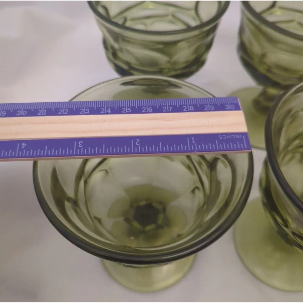 Set of 6 Vintage Fostoria Argus Olive Green Champagne Sherbet Goblets HFM MCM